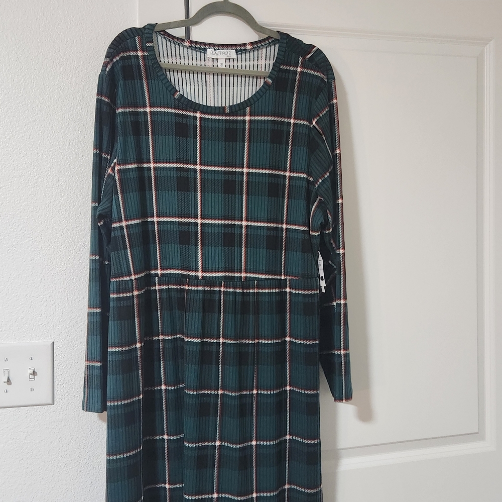 Planet Gold Green Long Sleeve Scoop Neck Sundress